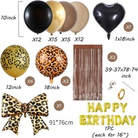 Kit d'arche de ballons de Noël imprimé léopard guépard, ballons en latex écologiques noir et or pour femmes, filles, anniversaire, Wild One