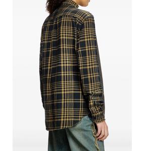 Button Down Collar Frayed Edge <b>Shirt</b> <b>Men's</b> Heavy Weight Cotton Plaid Checked Contrast Blocked <b>Flannel</b> <b>Shirts</b> <b>for</b> <b>Men</b> - Product Image 6