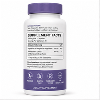 Kapsul Pemulihan Malam Ashwagandha Magnesium Label Pribadi OEM, Adaptogen Pereda Stres, Penyeimbang Kortisol, Menenangkan Pikiran, Tidur Nyenyak