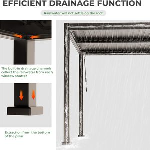 Pérgola de Aluminio con Techo de Láminas Ajustables e Impermeables para Patio y Jardín - Product Image 3