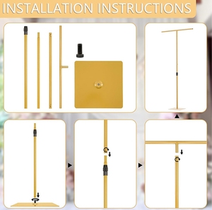 2.6 英尺至 8 英尺可调节金属背景架 T 形背景架，适用于婚礼、派对、生日、活动装饰 - Product Image 3