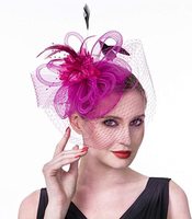 Chapeau fascinateur de fête pour femme, orné de perles, imprimé à pois, avec clip métallique, fleur en maille et plumes décoratives, style pilulier, Philippines