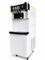 Mesin Es Krim Soft Serve 3 Rasa dengan Layar LED Komersial, Pompa Udara, dan Bahan Stainless Steel untuk Restoran, Hotel, dan Katering Makanan Cepat Saji