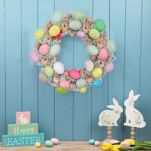 Factory Wholesale <b>Artificial</b> <b>Wreath</b> Door Decoration Easter Egg Flower <b>Wreath</b> for Home Holiday Decor - Product Image 2