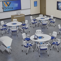 Chaise pliante d'entraînement OEM en gros pour l'école, l'appartement, les étudiants, le personnel, les conférences, le bureau, avec dossier en maille plastique et tablette d'écriture
