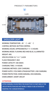 Produit d'avertissement de <span class=keywords><strong>trafic</strong></span> multifonction Mini LED Shoulder Light de haute qualité pour la patrouille de sécurité en service - Product Image 6