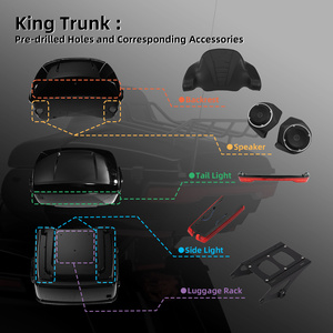 TCMT King Tour Pack Trunk Pak, dossier de selle, porte-bagages, <span class=keywords><strong>feu</strong></span> <span class=keywords><strong>arrière</strong></span> LED, compatible avec <span class=keywords><strong>Harley</strong></span> Touring Road Electra Glide 2014-2026, boîte <span class=keywords><strong>arrière</strong></span> - Product Image 4