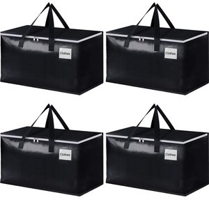 Tissu organisateur de garde-robe gris respirant OEM ODM, sacs de rangement avec poignée, fenêtre transparente pour couette, couverture, vêtements/ - Product Image 1