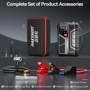 Arrancador de Coches/Camiones/Motocicletas Portátil Maxcellent, Batería de Litio Ferrofosfato de 12 V y 12800 mAh, Luz LED, Inflador de Neumáticos, Aspiradora - Product Image 5