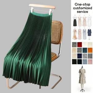 ODM OEM Custom Factory Supply Solid Color Satin Pleated <strong>Skirt</strong> <strong>Plus</strong> <strong>Size</strong> <strong>Skirt</strong> for Women - Product Image 1