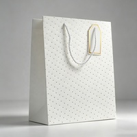 Elegante Hochzeits-Geschenktüte Weiß-Gold-Foliendruck Premium Geschenk-Einkaufstasche mit Griff und Anhänger