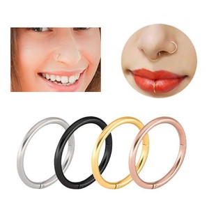 Anneau de nez en acier inoxydable 316, type clicker |   Bijoux de corps : Boucles d'oreilles créoles pour hélix, cartilage, tragus, lèvre, septum |   Hypoallergénique - Product Image 2