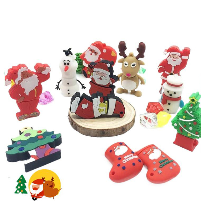 Promotion 32GB USB Flash Drive Cute Christmas Santa Model Memory Stick Pendrive New Year Gifts for Students and Children