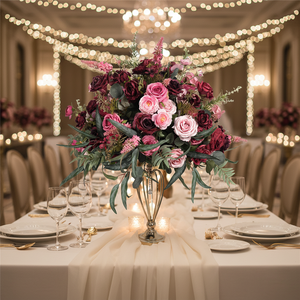 Boule de fleurs artificielles en soie réaliste DKB, faite à la main, décorations de table de mariage - Vente en gros - Product Image 1