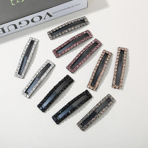 Ensemble de pinces à cheveux longues carrées pour femmes, super brillantes, <span class=keywords><strong>avec</strong></span> strass, luxe léger, clip pour <span class=keywords><strong>frange</strong></span> haut de gamme, clip latéral, entièrement en diamant, fait main - Product Image 2