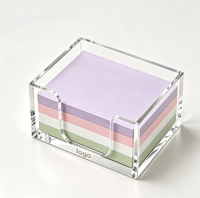 Support de notes autocollantes en acrylique avec logo personnalisé, plateau transparent pour bloc-notes, distributeur de notes en acrylique, organisateur de papeterie de bureau