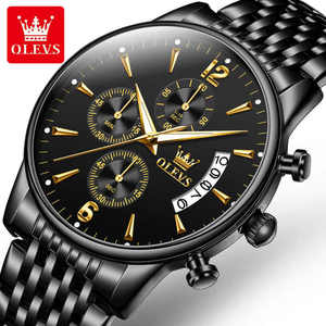 นาฬิกาควอตซ์ OLEVS 2867 รุ่นขายดี รับผลิตแบบ OEM พร้อมโลโก้สั่งทำ ตัวเรือนสแตนเลสสตีล ฟังก์ชั่นหลากหลาย เรืองแสง จับเวลาโครโนกราฟ สำหรับผู้ชาย - Product Image 1