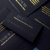 Sobre de Cartón con Cierre Negro y Logotipo Personalizado en Lámina Dorada, Película Mate, Resistente a Desgarros, con Texto UV, Ecológico, de Poliéster, para Tarjetas de Crédito o Regalo