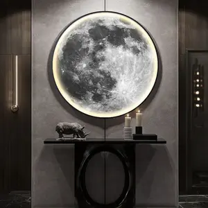 Creative LED Moon Wall Lamp Simple Modern Printed Corridor And Living Room Background Wall Painting For Portrait Subjects