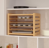 Organisateur de moules à pâtisserie en bois massif, support de rangement multi-emplacements pour armoire de cuisine, pour ustensiles de cuisson, plaques à biscuits, planches à découper, rangement domestique