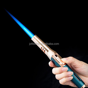 Briquet torche métallique puissant coupe-vent à gaz butane, flamme bleue gonflable pour barbecue extérieur, cuisine et soudure - Product Image 3