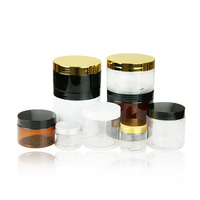Bocaux cosmétiques en plastique PET transparent en gros, contenants de stockage rechargeables à large ouverture pour soins de la peau, 8 oz, avec bouchon à vis, logo personnalisé, impression soyeuse