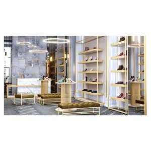 Attractive custom retail clothing shop furniture space design wooden clothes display rack for store