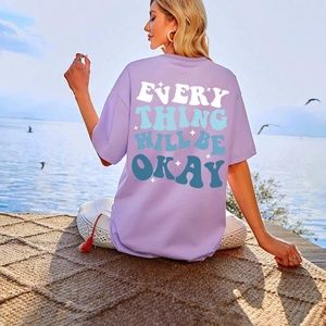 Camiseta Gráfica 100% Algodón con Gran Monograma Estampado en la Espalda, Camiseta de Moda de Manga Corta, Camiseta Oversize - Product Image 3