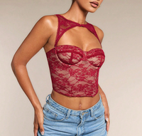 Nuevo Top sin Mangas para Mujer de Primavera Verano, Bustier y Crop Top de Encaje Belladona con Aro Estilo Corsé