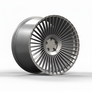 Rines de aluminio forjados a medida de 20, 21 y 22 pulgadas, color plata cepillada, multirradio, cara plana, para sedanes de lujo. - Product Image 2