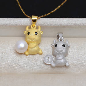 Pendentif en argent S925, tête de femme, plateau vide pour perles de 7 à 9 mm, accessoires de bijouterie DIY, semi-fini, 3959 - pour la fabrication de bijoux du zodiaque - Product Image 3