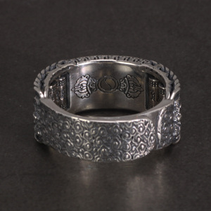 Anelli buddisti con ruota di preghiera in argento Sterling 925 genuino Pixiu Vajra Pestle Swastika uomini e donne gioielli girevoli retrò - Product Image 5