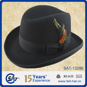 Formal 100% Lana Fieltro <span class=keywords><strong>Homburg</strong></span> Sombreros Hombres Sombreros - Product Image 4
