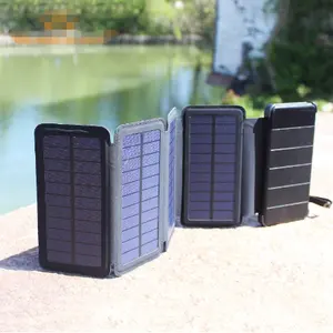 2023 Hot on Amazon Ready for Ship 6W Removeable Foldable Solar Charger 10000mAh Solar Power Bank with LED Light