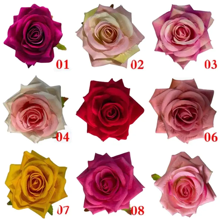 Mawar Merah Kualitas Tinggi DIY, Hiasan Dinding Latar Belakang Pernikahan Rumah, Kepala Bunga Mawar Palsu Beludru 10Cm