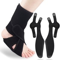 Attelle de cheville réglable en nylon élastique avec support rigide amovible pour compression et soulagement des gonflements