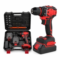 Prix avantageux : Kit perceuse sans fil 21V sans balais avec mandrin sans clé, 2 batteries, chargeur, mallette à outils et tournevis pour le camping et le travail