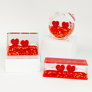 Décoration flottante en forme de cœur d'amour et de flèche de Cupidon - Ornement de bureau en paillettes liquides multiformes, cadeaux romantiques pour elle pour la Saint-Valentin - Product Image 6