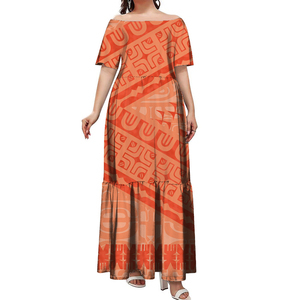 Vestido Plisado de Manga Corta con Hombros Descubiertos, Diseño con Estampado Samoano Malu, Talla Grande 7XL, Estilo Casual de Negocios, Envío Directo con MOQ de 1 Pieza - Product Image 2