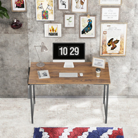 Bureau d'ordinateur d'étude 40 pouces, bureau d'écriture pour bureau à domicile, table PC moderne convertible en verre, cadre noir, brun rustique