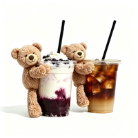 Support de paille en peluche super douce en forme d'ours en peluche avec rembourrage en coton PP pour tasses