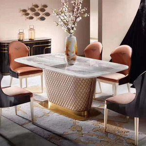 Tables à manger modernes, meubles de maison de luxe bon marché, salle à manger, cadre en acier inoxydable, plateau en marbre, carré, 6 à <span class=keywords><strong>8</strong></span> places - Product Image 6