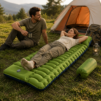 Matelas de camping gonflable ultraléger en TPU avec pompe à pied intégrée, oreiller intégré, matelas pneumatique portable, randonnée, extérieur, imperméable