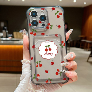 Bellissima <span class=keywords><strong>Cover</strong></span> <span class=keywords><strong>Trasparente</strong></span> in TPU con Stampa Ciliegie e Slot per Carte per <span class=keywords><strong>iPhone</strong></span> Xs 11 <span class=keywords><strong>12</strong></span> 13 14 15 16 17 18 <span class=keywords><strong>Pro</strong></span> <span class=keywords><strong>Max</strong></span> - Product Image 2
