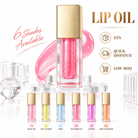 Huile repulpante pour les lèvres à base de plantes RTS 5ml, hydratante, effet brillant verre, 6 styles, faible MOQ 3 pièces, vente en gros, logo personnalisé