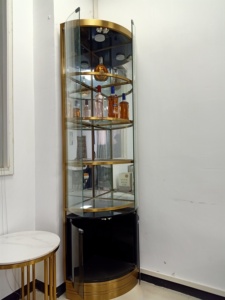 Présentoir en verre dans le coin du mur du <span class=keywords><strong>salon</strong></span> en acier inoxydable or armoire à vin <span class=keywords><strong>bar</strong></span> - Product Image 6
