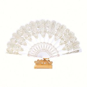 Venta al por mayor 2025 Abanico plegable estilo español de mano con polvo dorado y moneda de plástico para bodas, fiestas, danza, arte, manualidades y regalos - Product Image 1