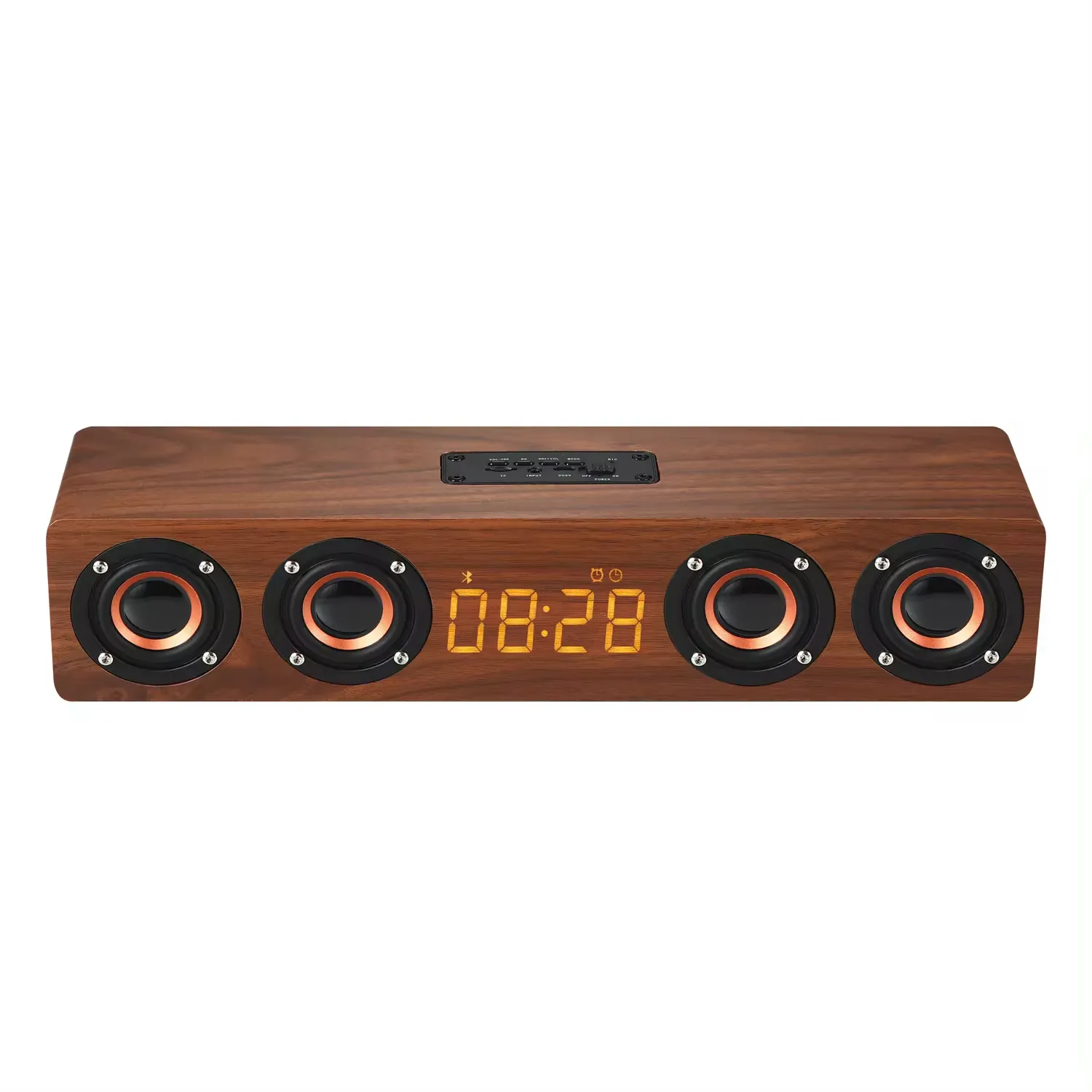 Speaker stereo retro mini kayu kualitas suara presisi tinggi, dapat terhubung ke jam alarm nirkabel Bluetooth PC/speaker TV
