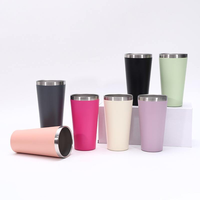 Vente en gros de gobelets isothermes en acier inoxydable de 12 oz avec revêtement en poudre, tasse à double paroi sous vide pour usage au bureau avec couvercle