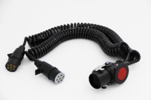 New 7-Way Coiled Cable for Truck Trailers Seven Core <b>Electrical</b> <b>Wire</b> with Spring Guard and Connector - Product Image 6